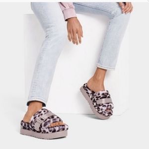 New UGG Fluffita Panther Print Slide Slippers Size 8